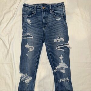 Distressed Super High rise jegging